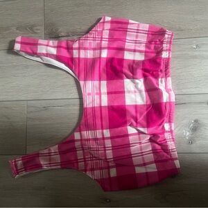 Pink Plaid Cropped Tank Top